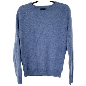 Nordstrom 1901 Sweater Womens Size Medium Blue 100% Cashmere Fuzzy Crewneck